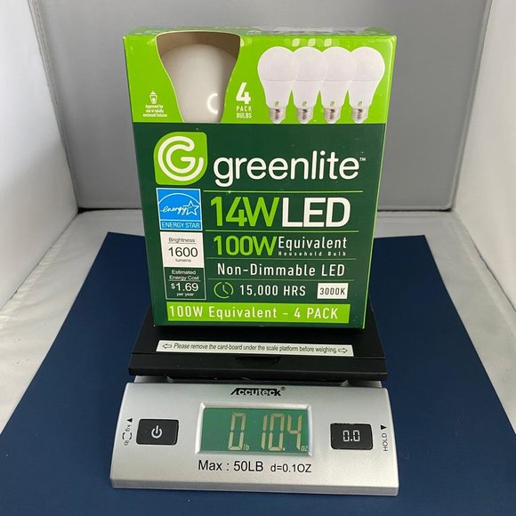 NEW 4 Pack Greenlite 14W LED 100W Equivalent Non-Dimmable LED 15,000 Hours Bulb - Picture 6 of 6